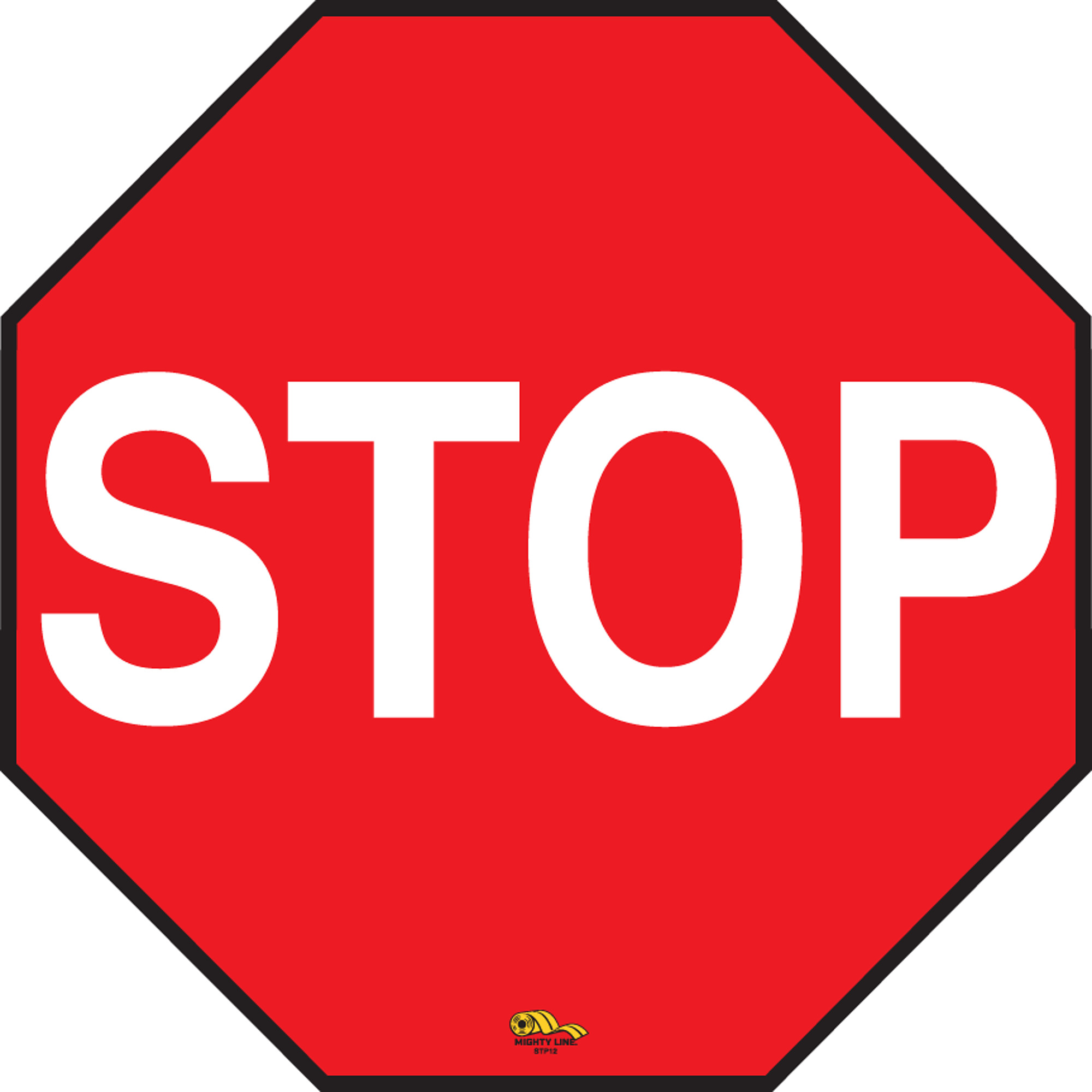 Mighty Line STOP Floor Sign — 12in., Red, 30 Mils Thick, Model# STP12
